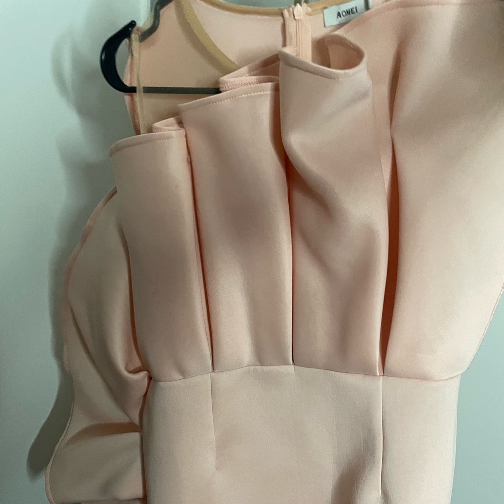 Blush pink ruffle dress